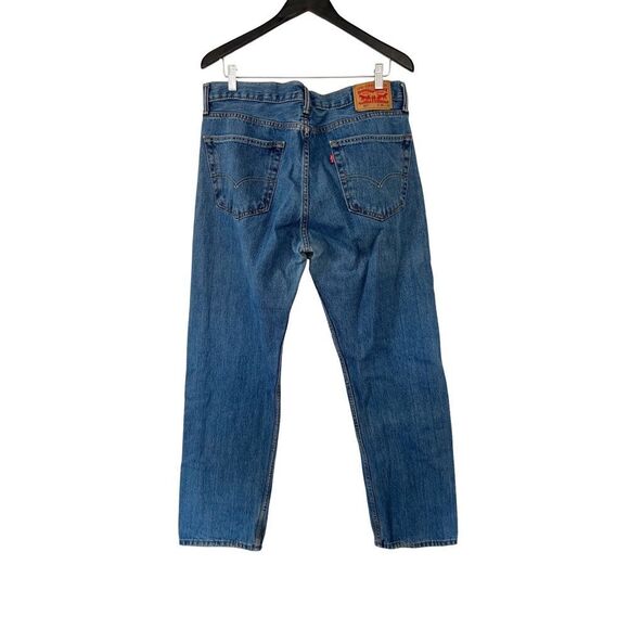Levi's 505 Red Tab Medium Stone Wash Straight Leg Classic Denim Jeans 36x32 - Picture 6 of 14